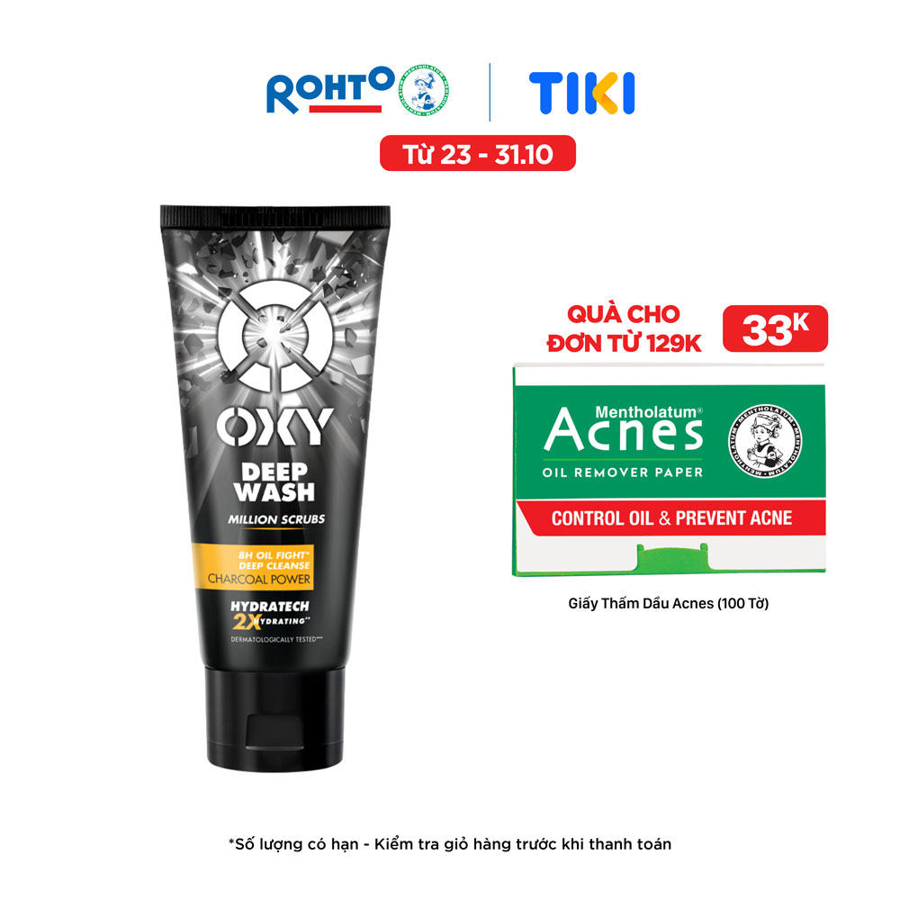 Kem Rửa Mặt Có Hạt Sạch Sâu Oxy Deep Wash