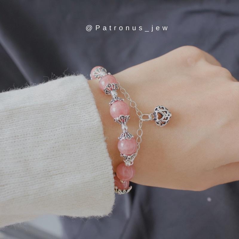 Vòng Tay Đào Hoa Phối Charm Bạc 925 VTDHCB92522A Patronus
