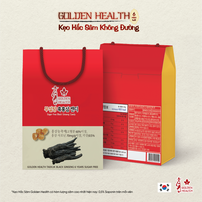 Kẹo Hắc Sâm Hàn Quốc Golden Health - Giỏ xách 200g