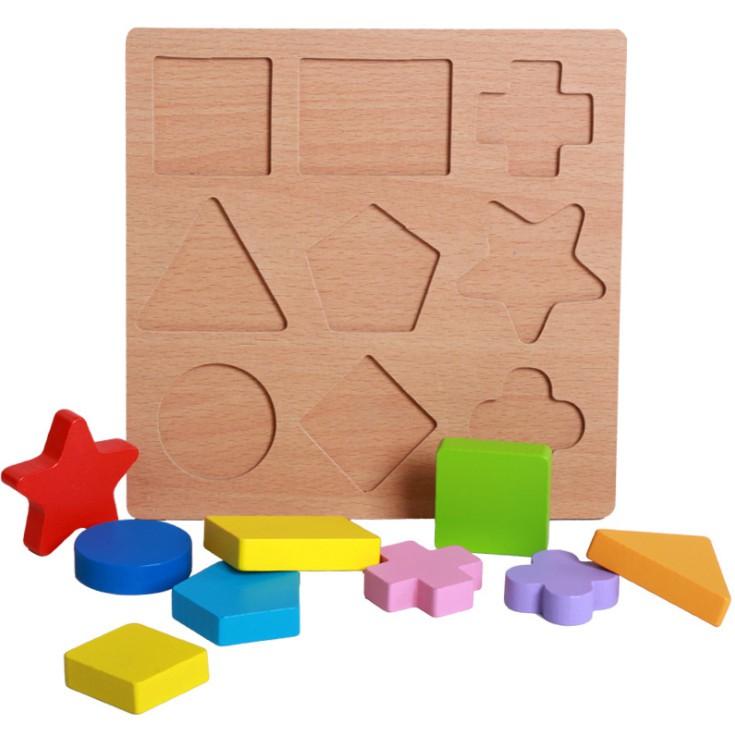 Đồ chơi ghép hình khối học montessori bằng gỗ giúp bé học chơi tư duy thông minh VINKID