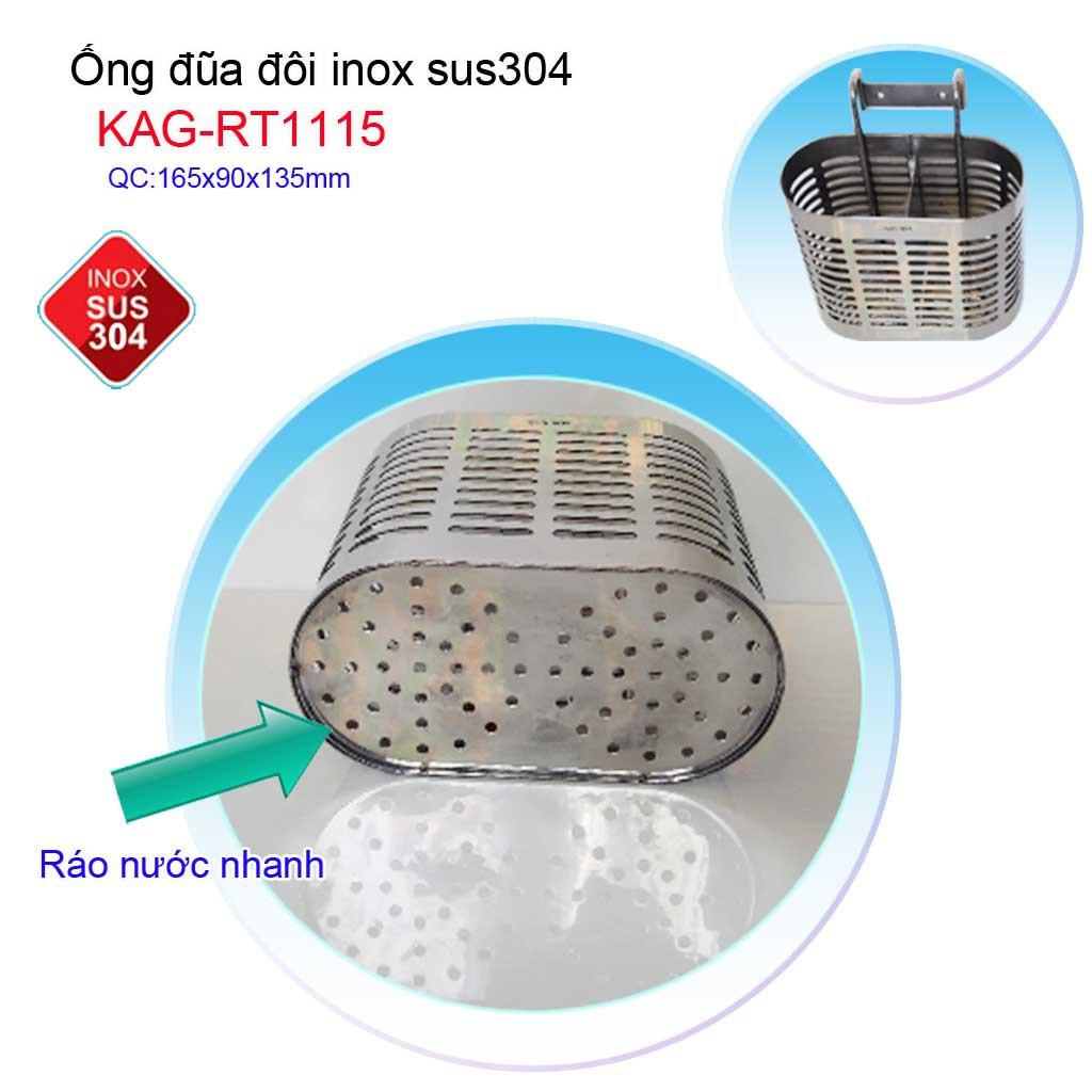 Ống đũa đôi bầu KAG-RT1115, ống đựng đũa nhà bếp inox dập khuôn SUS304 sáng bóng thiết kế đẹp siêu bền sử dụng tốt