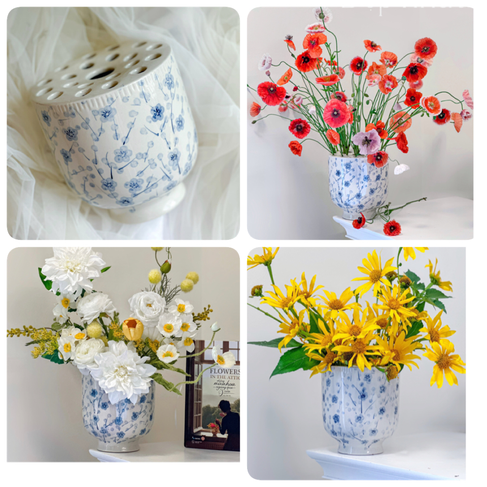 Lọ hoa gốm sứ Bát Tràng cao cấp cao 18cm