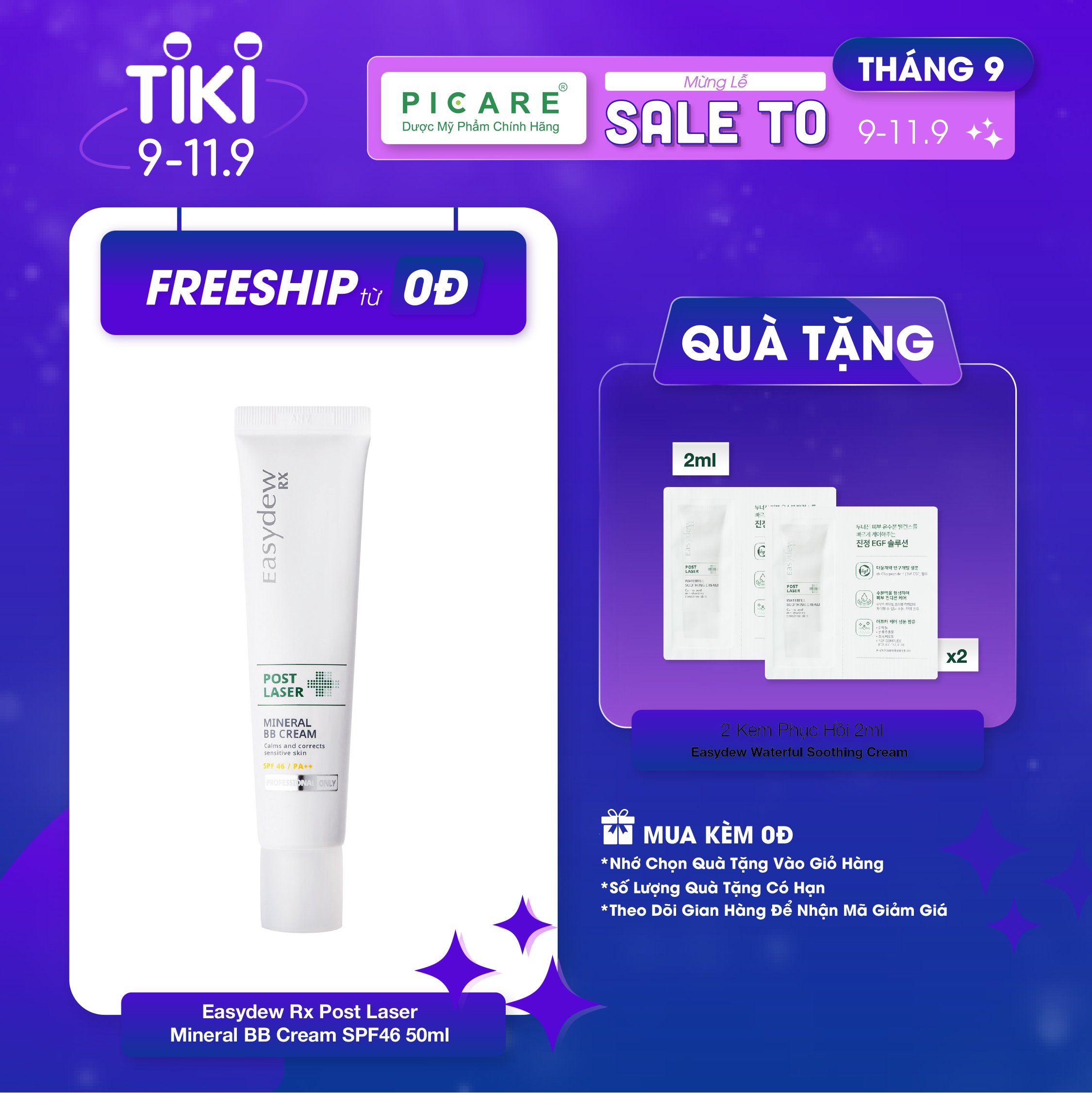 Kem Chống Nắng Trang Điểm Easydew Rx Phục Hồi Da Sau Tổn Thương Post Laser Mineral BB Cream SPF46 40ml