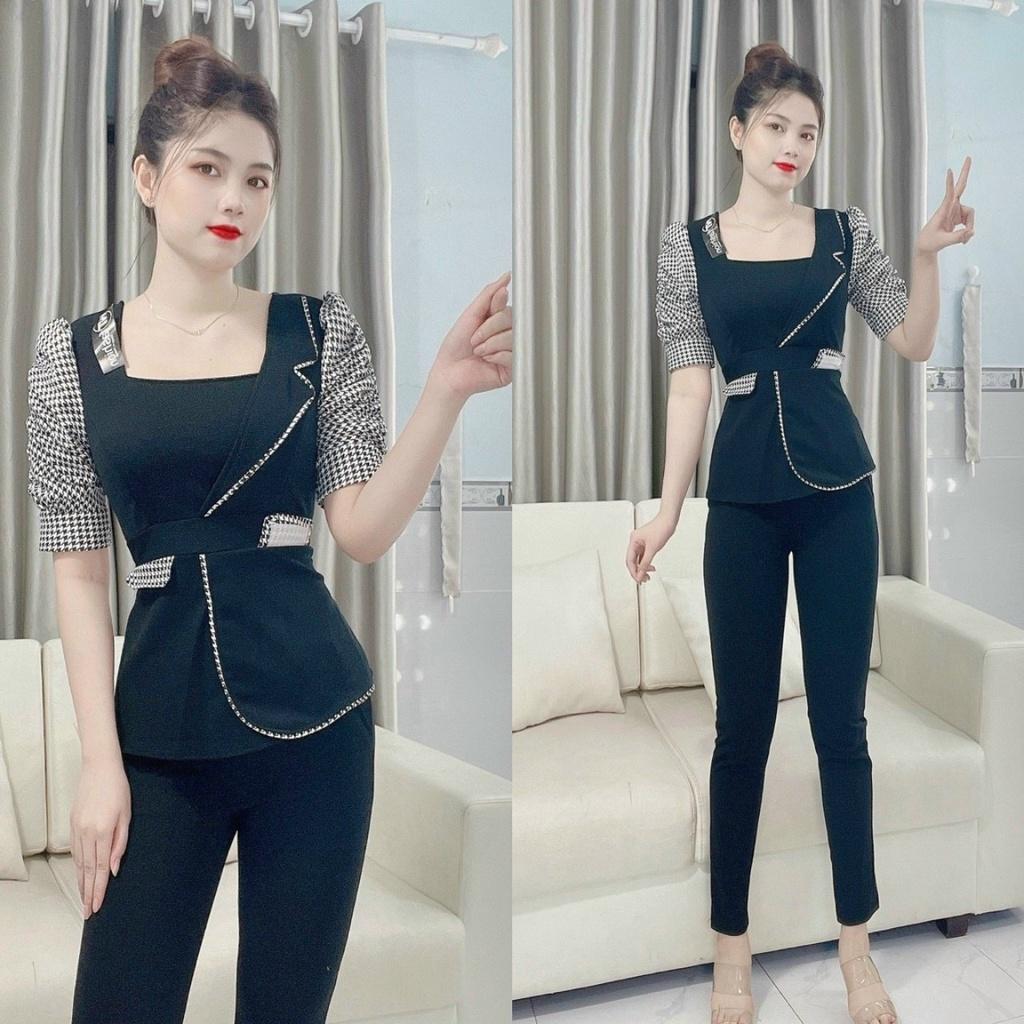 Đồ bộ nữ đồ mặc nhà tay ngắn quần dài thun cát hàn