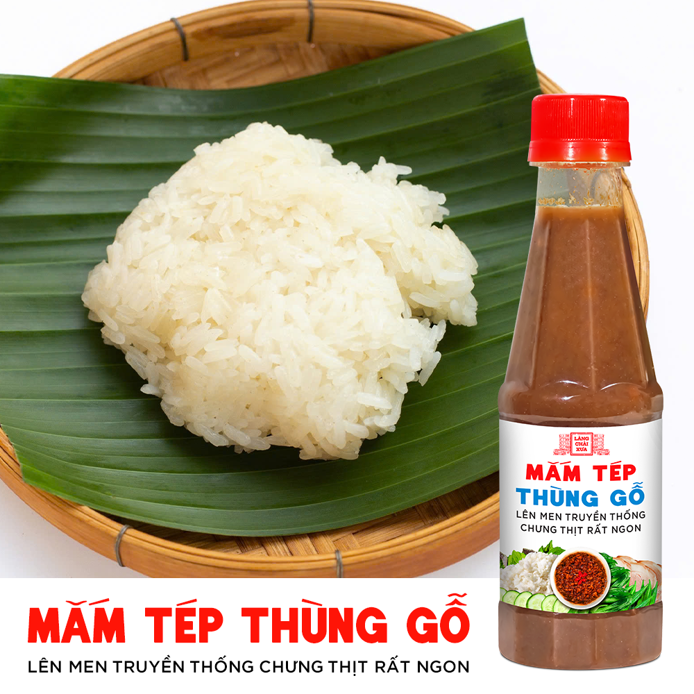 Mắm tép thùng gỗ Làng Chài Xưa chưng thịt rất ngon, lên men truyền thống chai 260g