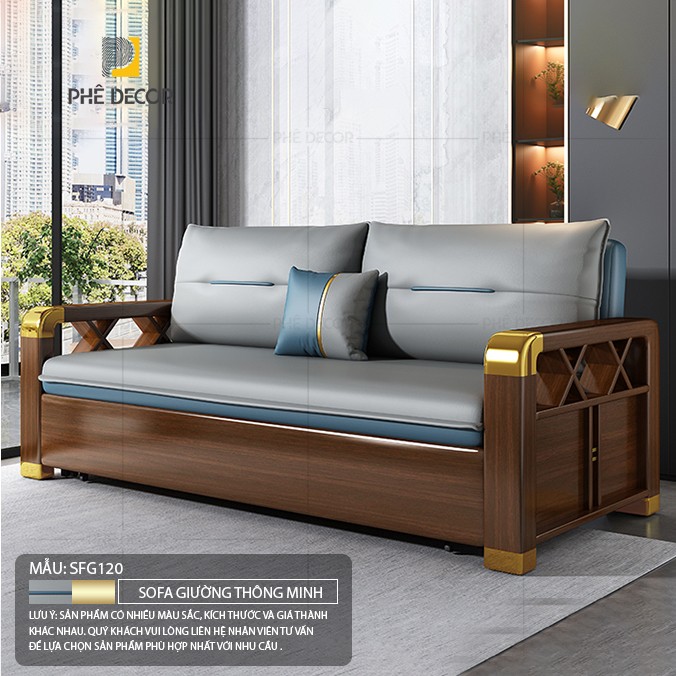 SOFA GIƯỜNG CAO CẤP - SFG120 - cao su/ Xơ dừa 1m55