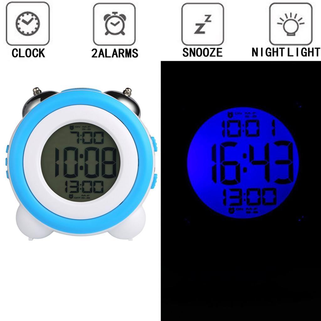 Digital Dual Alarm Clock Loud Alarm Clock Twin Bell Kids Small Clock blue