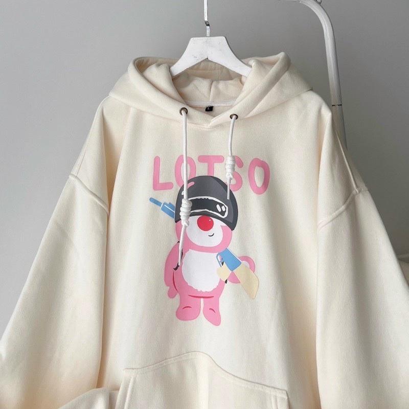 ÁO HOODIE - ÁO KHOÁC NỈ NGOẠI Dây full zip (Ảnh Thật) HOOIDE MỚI in GẤU HỒNG LOTSO DỄ THƯƠNG