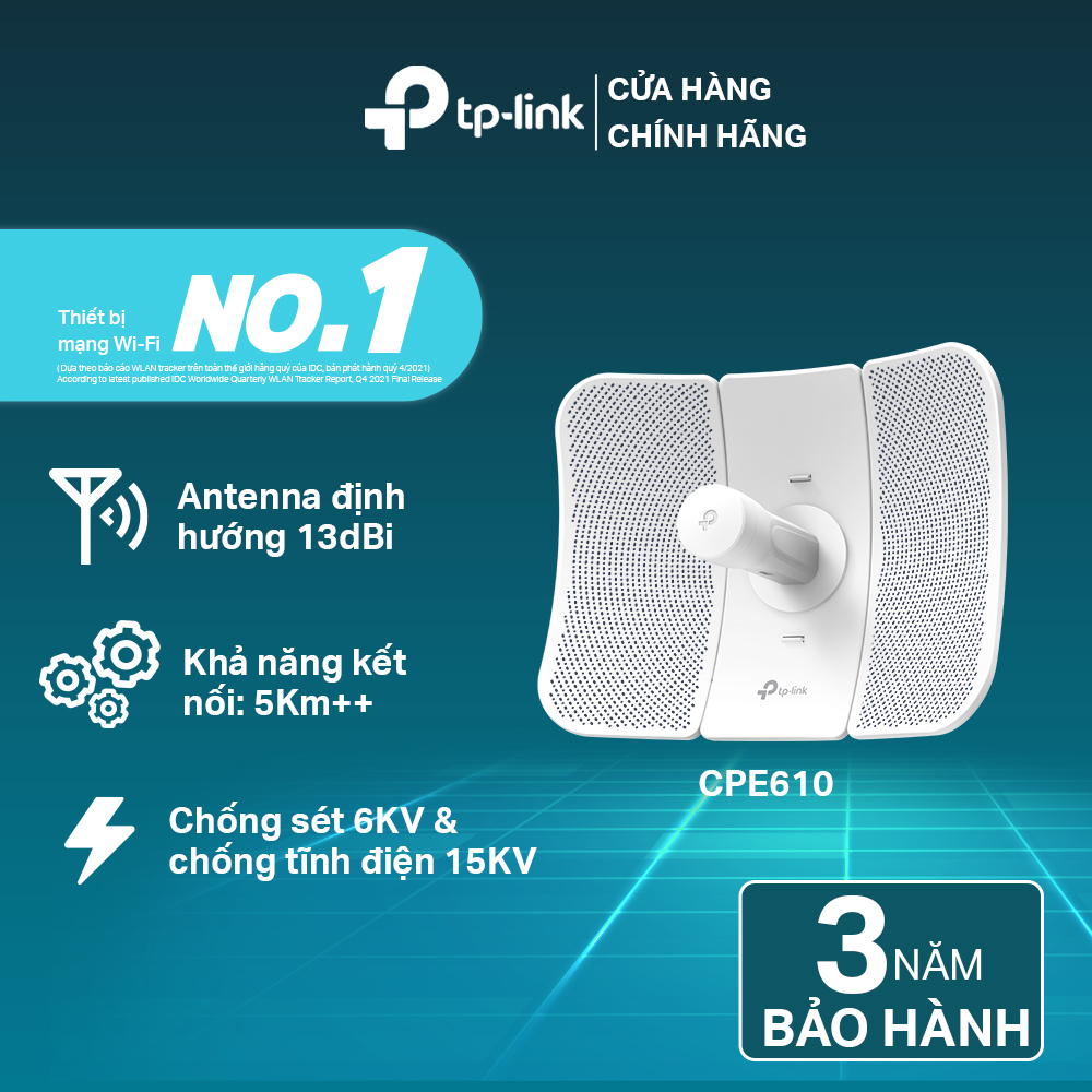 Bộ CPE Outdoor TP-Link CPE610 23dBi Tốc Độ 300Mbps Băng Tần 5GHz - Hàng Chính Hãng