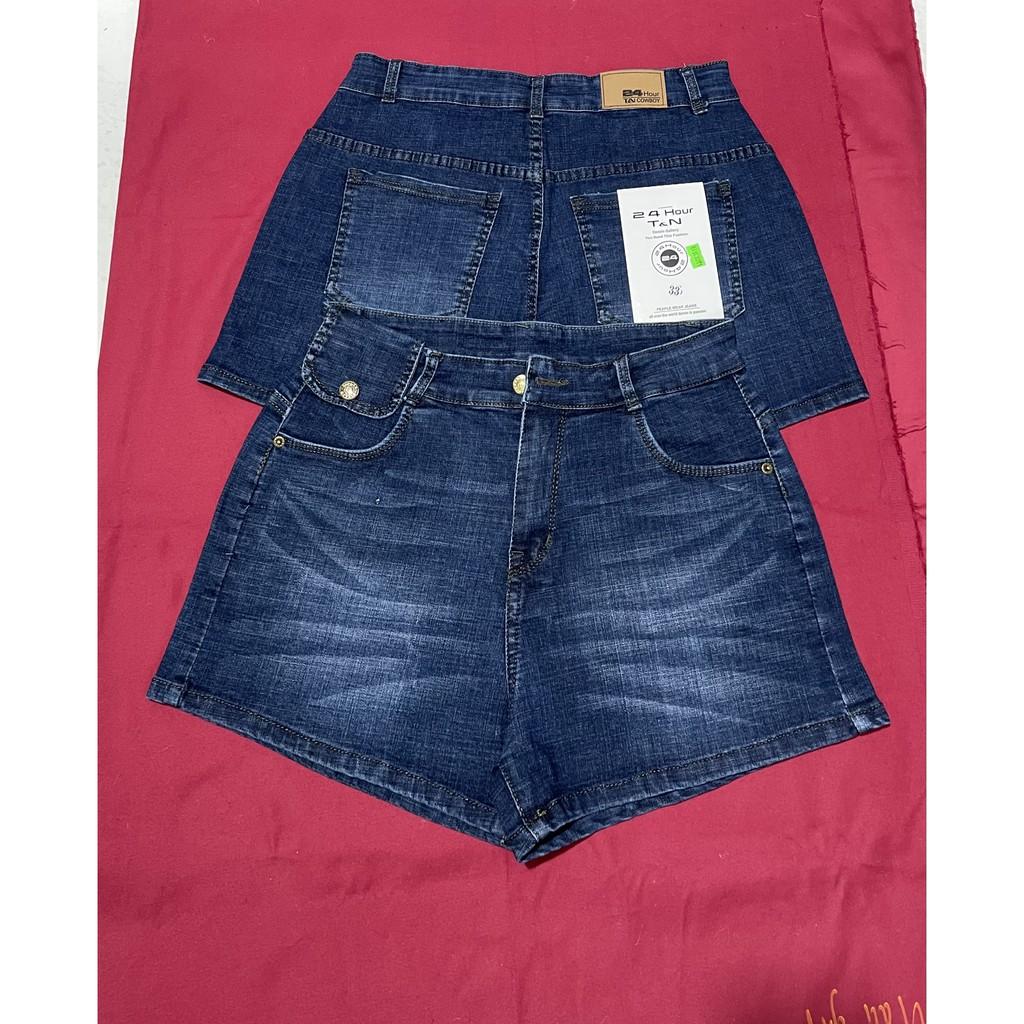 Quần short jean nữ BigSize lưng cao, co dãn mạnh, có túi nắp nhỏ phom ống rộng đang hot trend 3818 molijean
