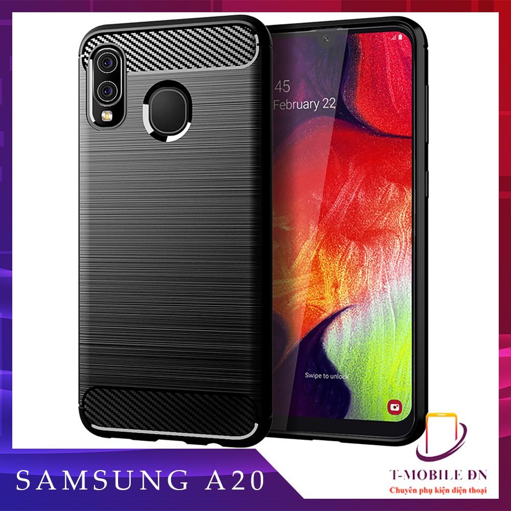 Ốp lưng cho Samsung A10 A10S A20 A20s A30 A30s A50 A50s A70 A80 silicon mềm Carbon phay xước chống sốc