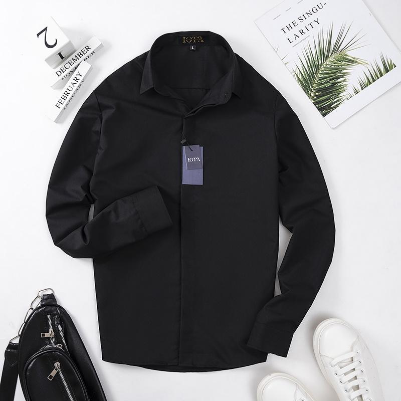 Áo Sơ Mi Nam Dài Tay IOTA Vải Cotton Lụa Nẹp Ẩn Cao Cấp Chống Nhăn Không Xù Không Phai Màu