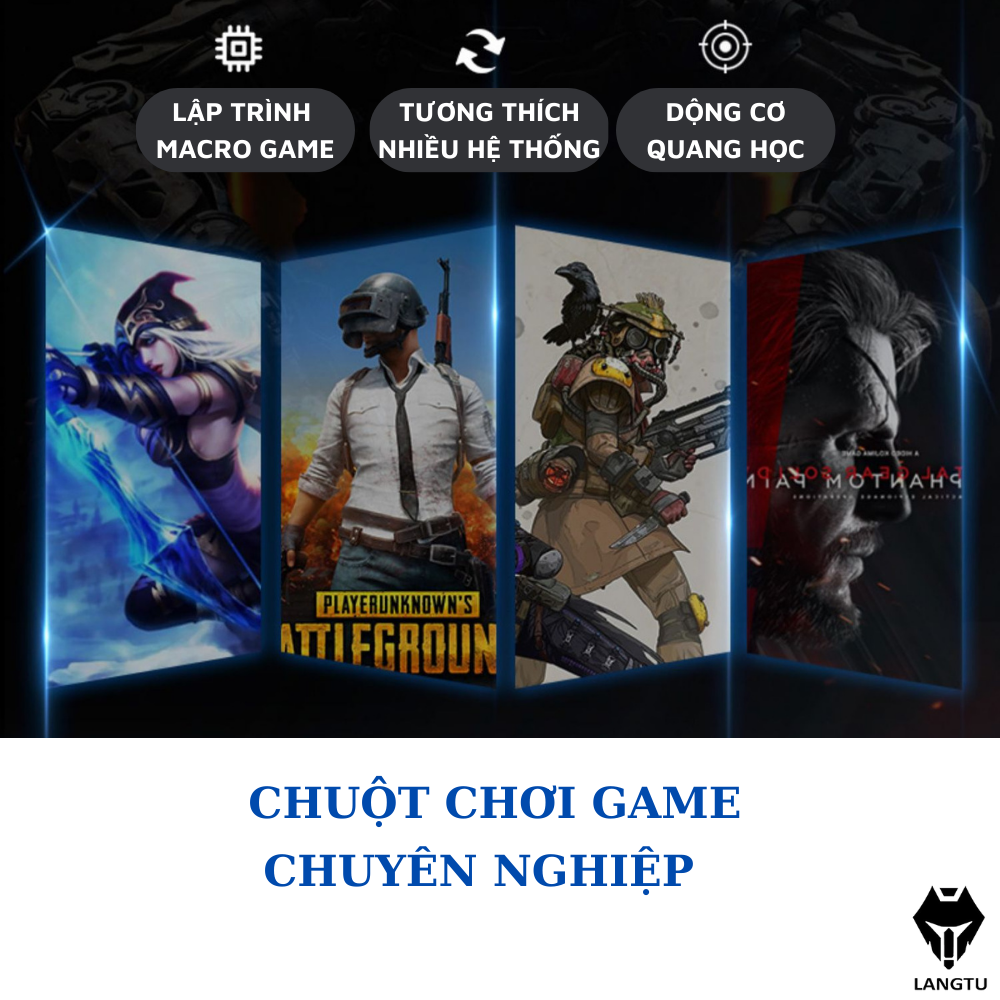 Chuột Máy Tính Langtu G1 Gaming/Văn Phòng Có Dây Kèm Đèn Led Hàng Chính Hãng