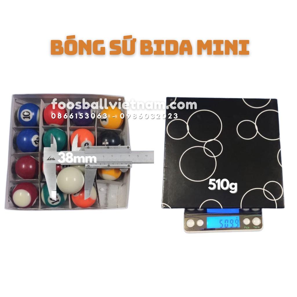 Bộ 16 bóng cho bàn bi-a bida mini bằng sứ thật ảnh chụp thật 100%  (Không VAT)