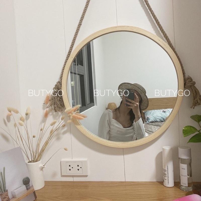 GƯƠNG TRÒN TREO VIỀN GỖ THÔNG