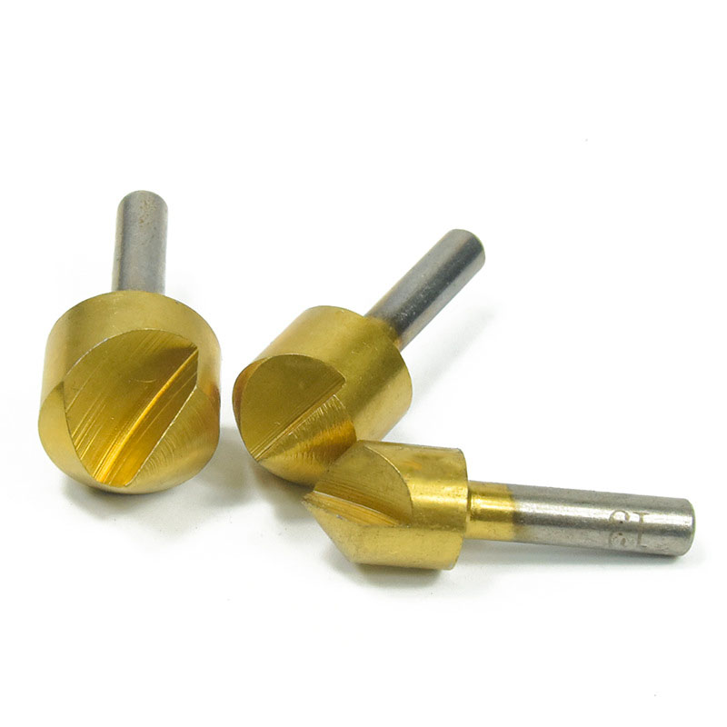 Bộ 3 mũi doa lỗ khoan 12mm - 16mm - 19mm thép gió HSS phủ Titanium chuôi lục