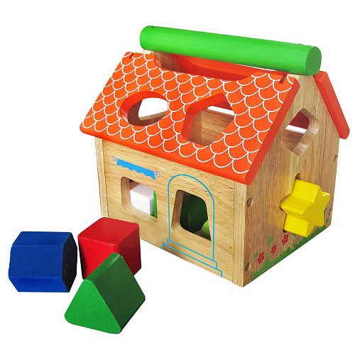 Đồ chơi thả hình khối - Nhà thả 12 khối, Đồ chơi gỗ Winwintoys