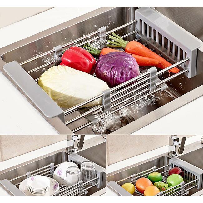 Giá inox kéo giãn kê bồn rửa bát