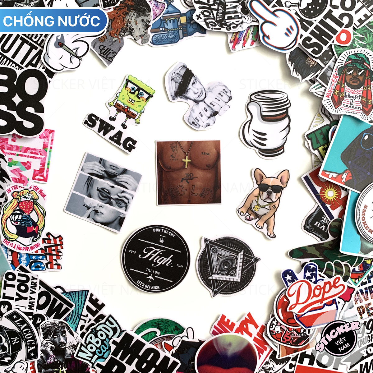 Sticker NGẦU SWAG - Dán Trang Trí - Chất Liệu PVC Cán Màng Chất Lượng Cao Chống Nước, Chống Nắng, Không Bong Tróc Phai Màu