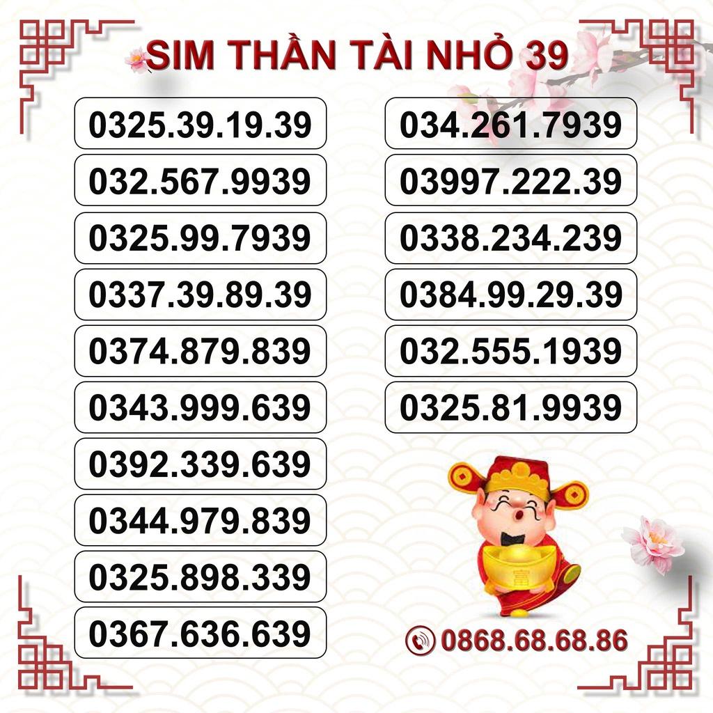 Sim Số Đẹp Thần Tài Nhỏ 39, Sim Viettel Trả Trước, Hỗ Trợ Đăng Ký Chính Chủ-HÀNG CHÍNH HÃNG