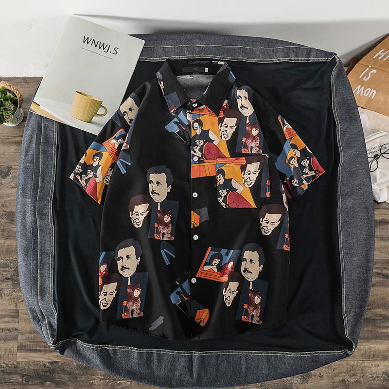 Áo Sơ Mi Nam Ngắn Tay In Hình Hoạt Hình 2 Màu