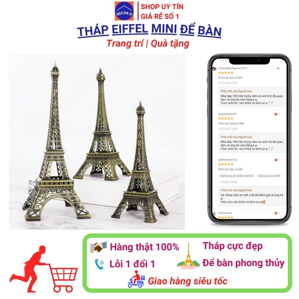 Mô hình trang trí tháp Eiffel cao 10cm kim loại decor phòng tặng quà trang trí phong thủy