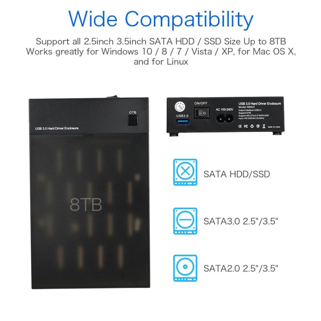 HDD SSD Case 3.5 2.5  to USB 3.0 External  Enclosure EU Plug