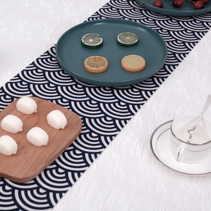 Khăn Bàn Vải Canvas Vải Bố Decor Trang Trí Hoạ Tiết Cá, Vảy Cá