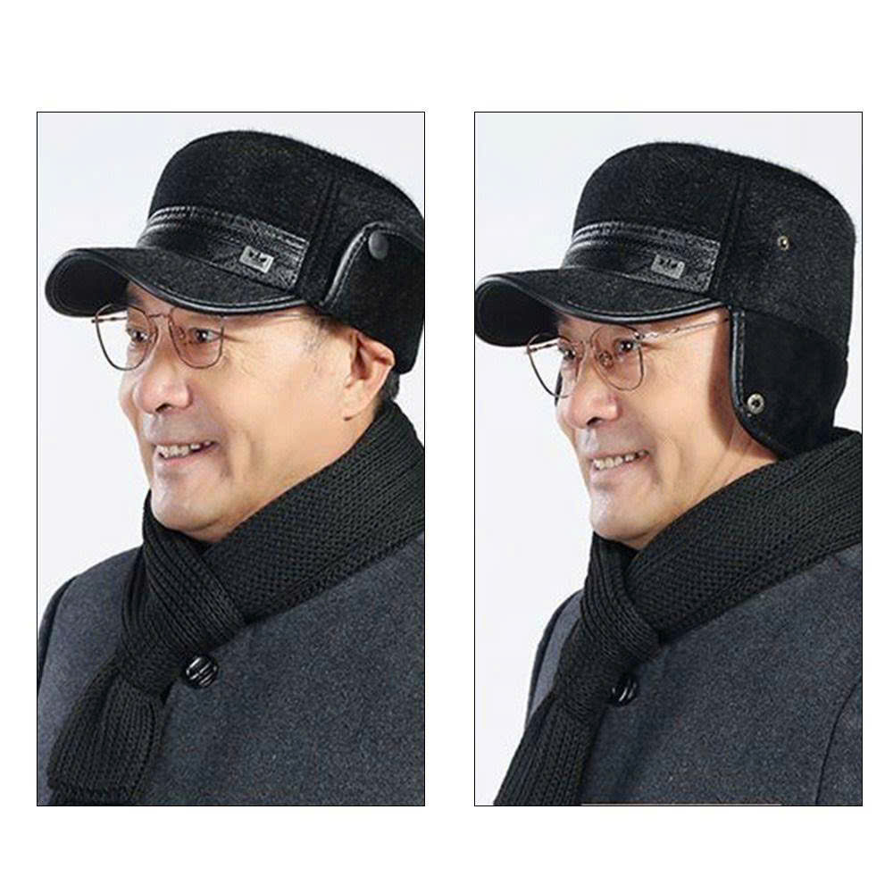 [KoSuyTu] Mũ Lót Lông Cho Bố Và Ông - Kiểu Dáng Mũ Lưỡi Trai Vành Da Có Tai Che Gấp Gọn, Ấm Áp Mà Vẫn Thời Trang, Sang Trọng, Phong Độ