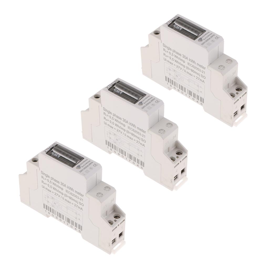 3pcs Precise Electricity Power Meter Din Energy Power Meter Kwh Meter Din