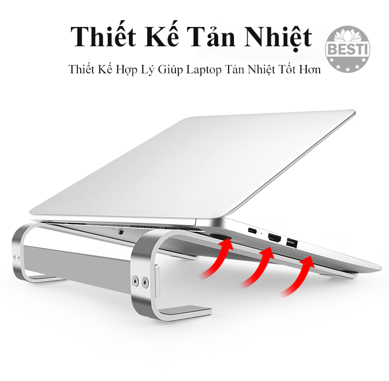 Giá Đỡ Laptop, Máy Tính, Macbook Hợp Kim Nhôm Cao Cấp, Gọn Nhẹ. Hỗ Trợ Tản Nhiệt Chống Mỏi Cổ, Vai, Gáy - Hàng Chính Hãng Besti