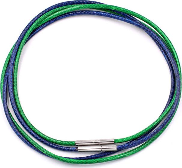 Combo 2 dây vòng cổ cao su xanh dương, xanh lá móc inox DCSXDXL1 - Dây dù bọc cao su