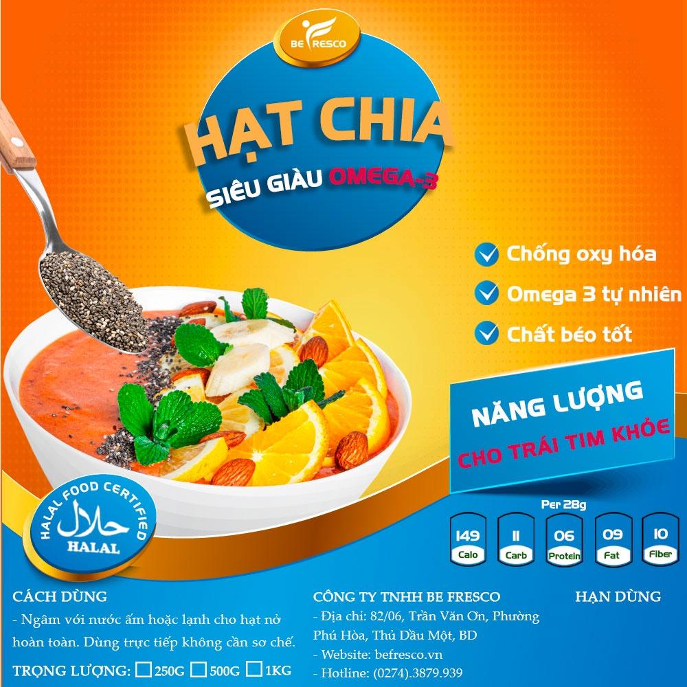 Hạt Chia Đen Peru/Argentina Nhập Khẩu Đóng Gói Be Fresco VN