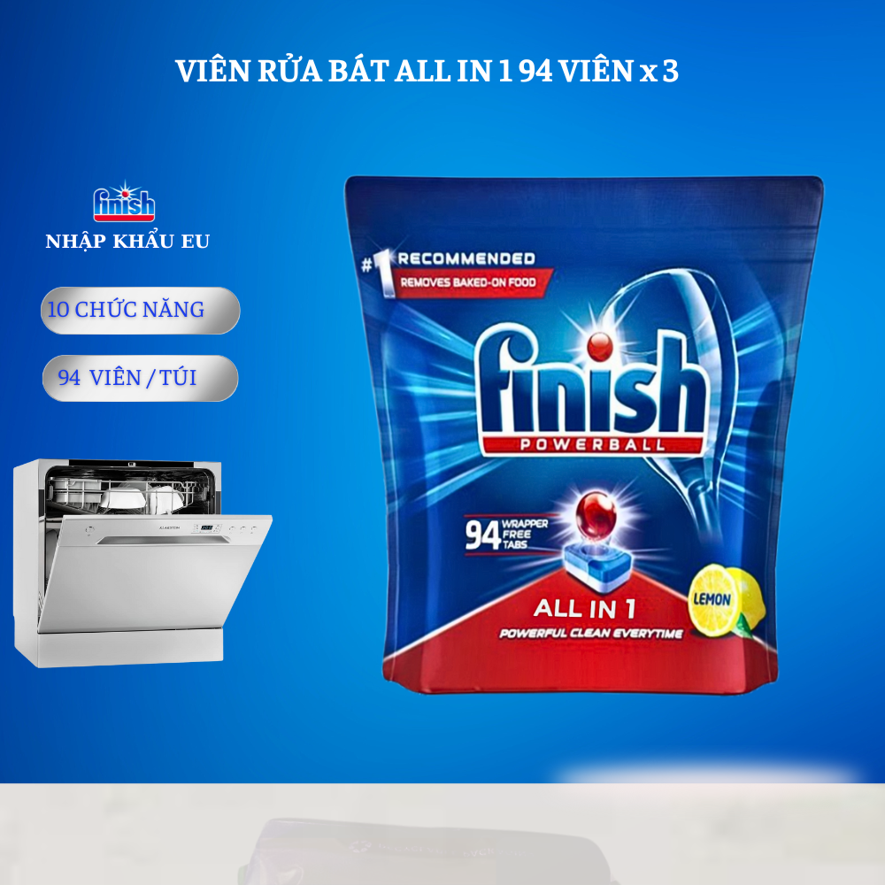 Combo 3 hộp Viên rửa bát Finish All in one 90 viên