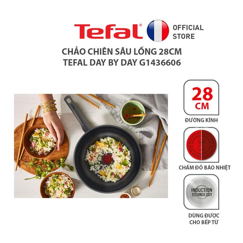 Chảo sâu lòng chống dính đáy từ Tefal Day by Day 28cm, dùng cho mọi loại bếp- Hàng chính hãng