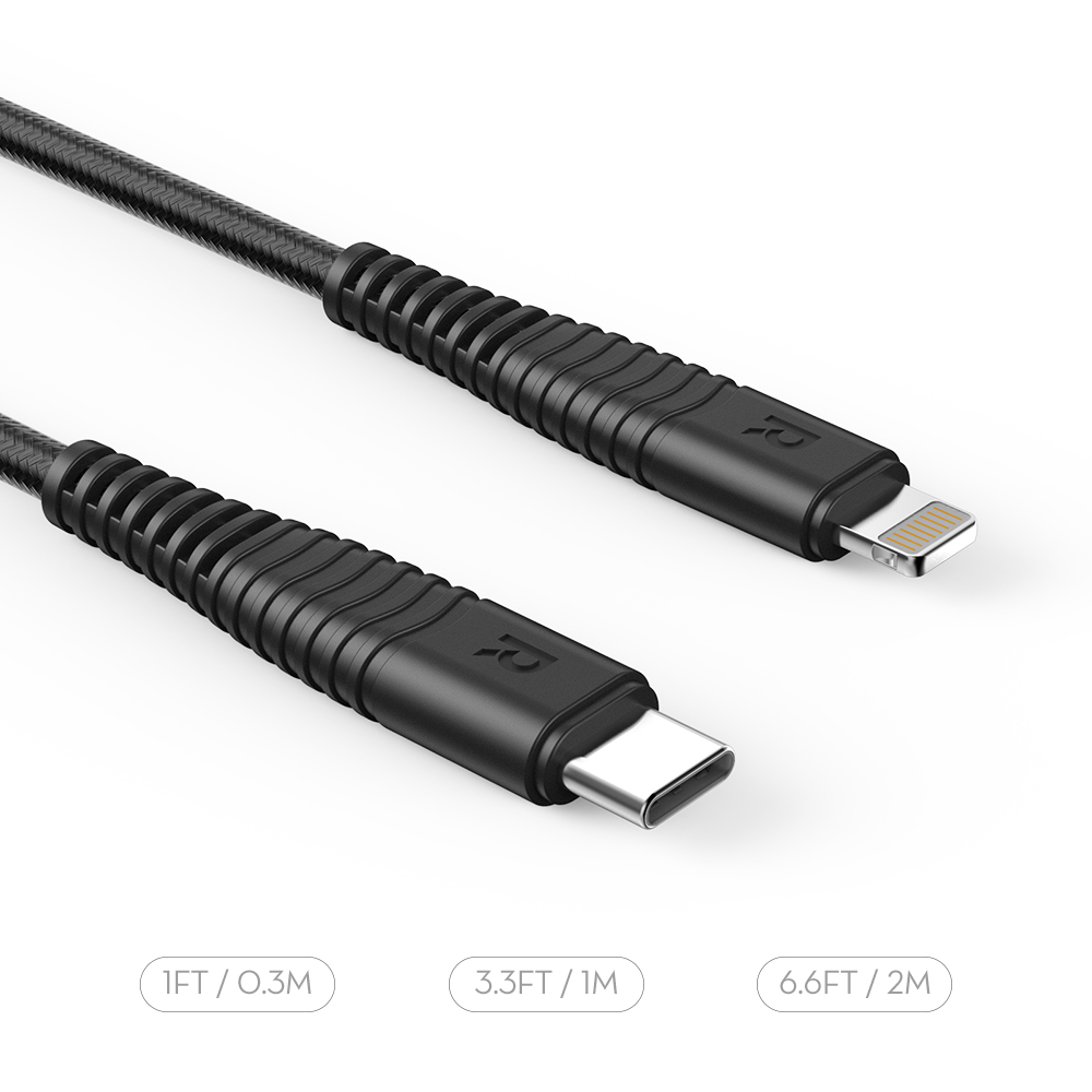 Cáp USB-C to Lightning Ravpower RP-CB020 1m - bện cước - MFi | Hàng Chính Hãng