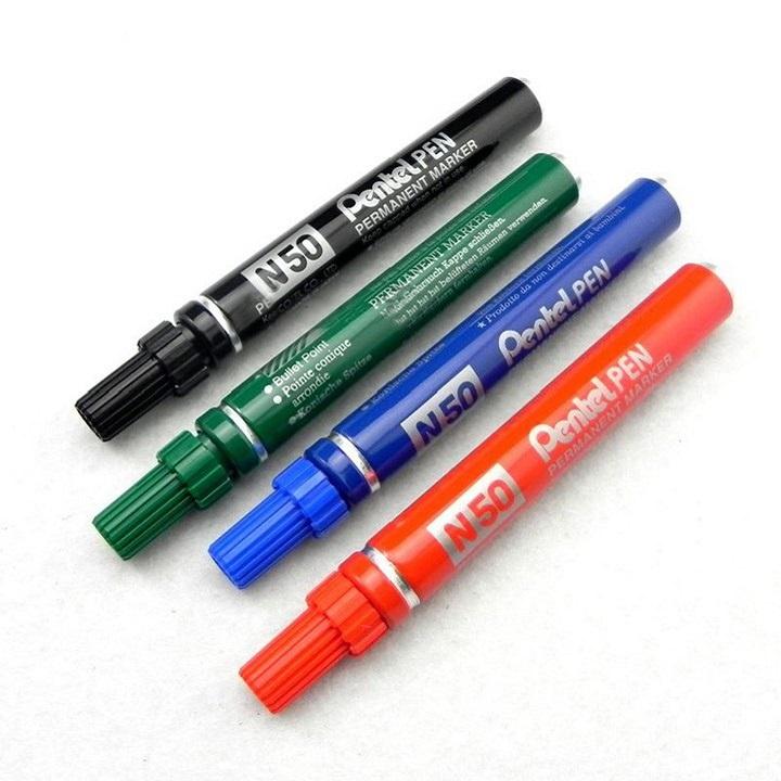 Bút dạ dầu Pentel N50 - Viết được trên nhiều chất liệu, Mực nhanh khô, không nhòe khi thấm nước