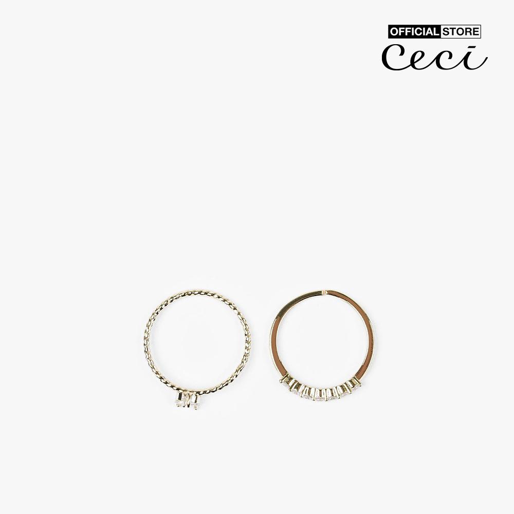 CECI - Set hai nhẫn nữ bản nhỏ đính đá thời trang CC2-02000020