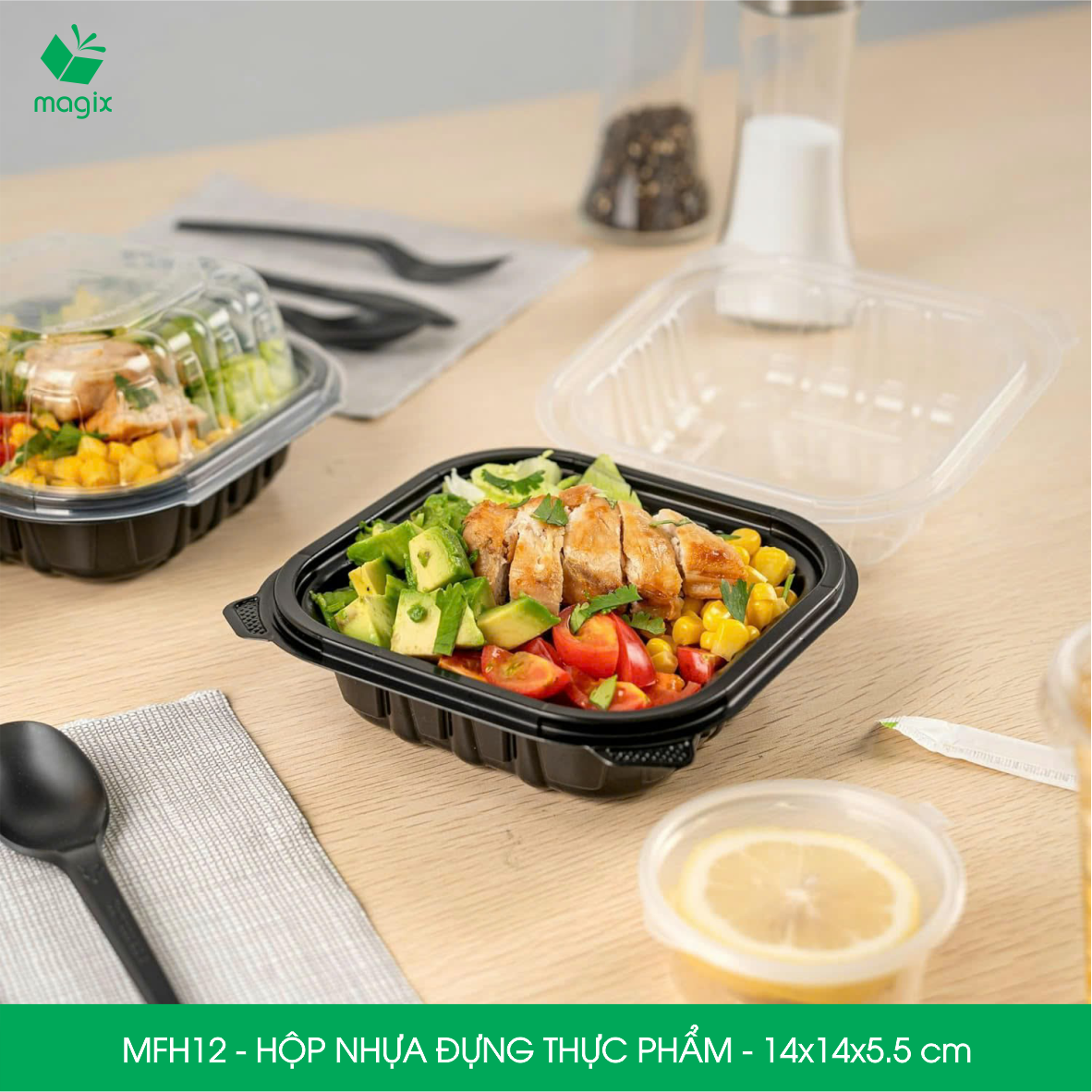 MFH12 - 50 Hộp nhựa đế đen nắp trong HT12