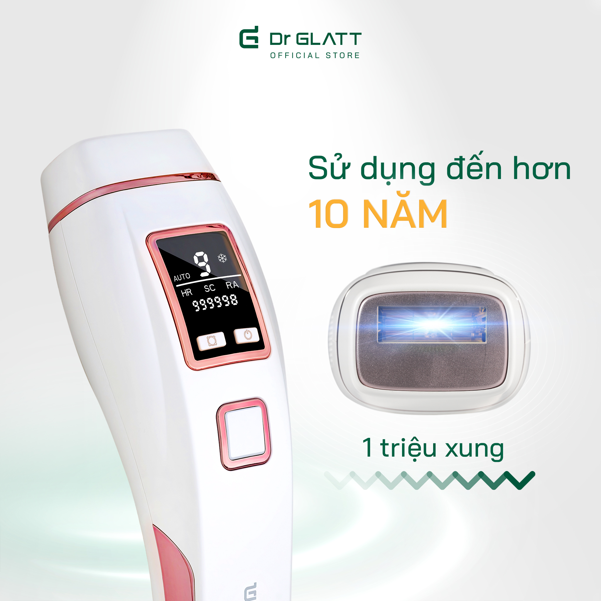 Máy triệt lông và trẻ hóa da IPL PRO, 3 trong 1, hàng chính hãng Dr Glatt, thương hiệu Đức