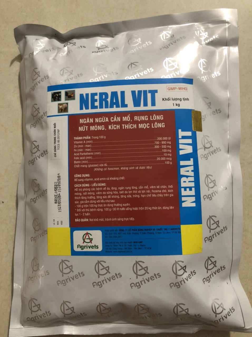 Thuốc thú y, Neral vit/ siêu mọc lông dùng cho chó, mèo, gia súc, gia cầm