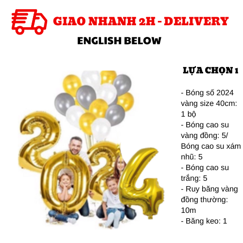 Bộ bong bóng trang trí tiệc năm mới màu vàng cbhp09