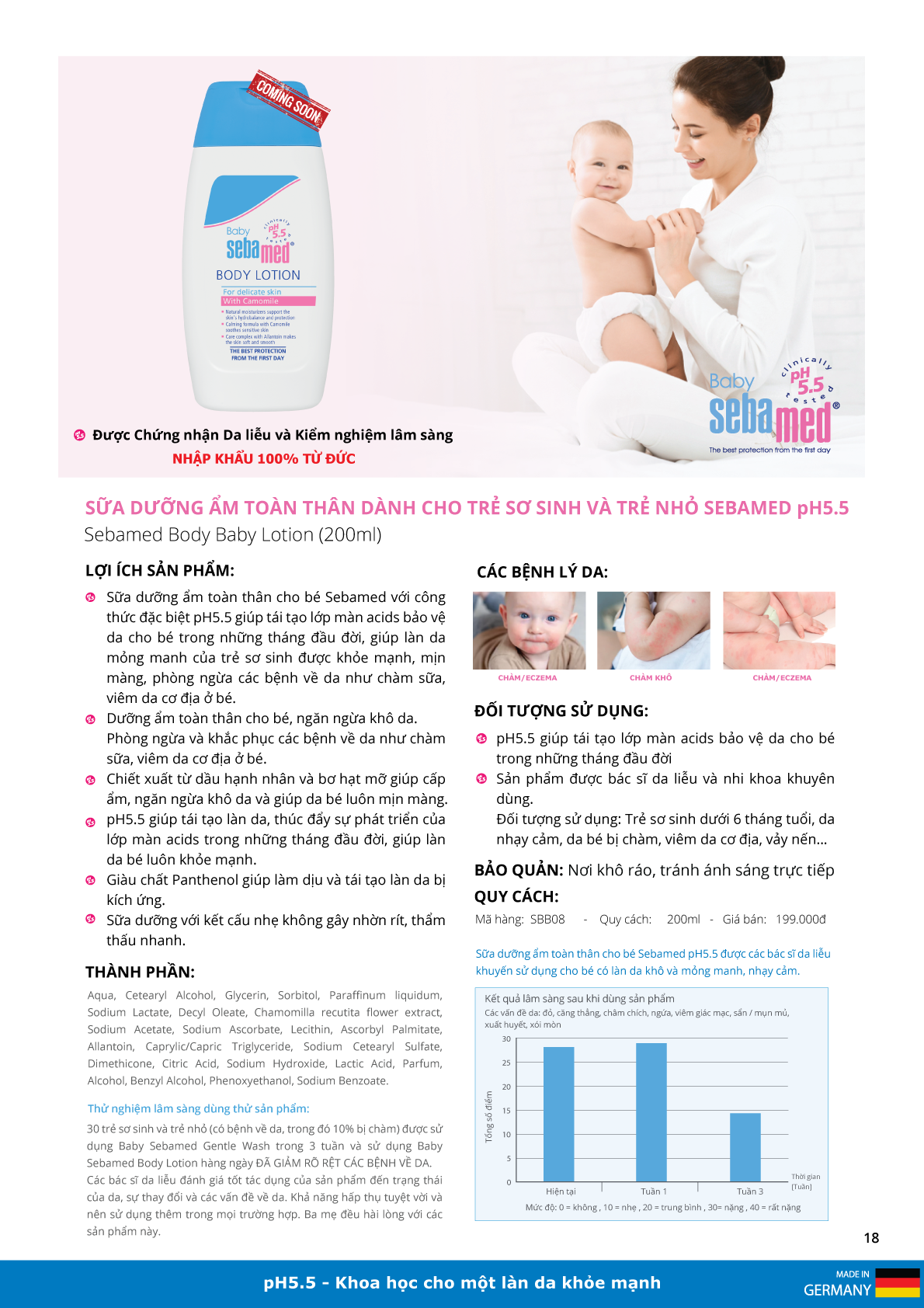 Sebamed Sữa Dưỡng Ẩm Toàn Thân Cho Trẻ Sơ Sinh Baby Body Lotion pH 5.5 200ml