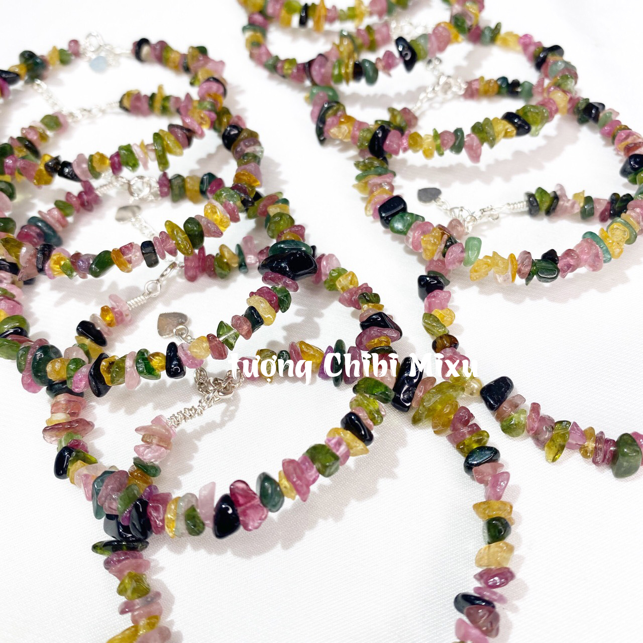 Vòng tay Tourmaline vụn dây bạc siêu xinh