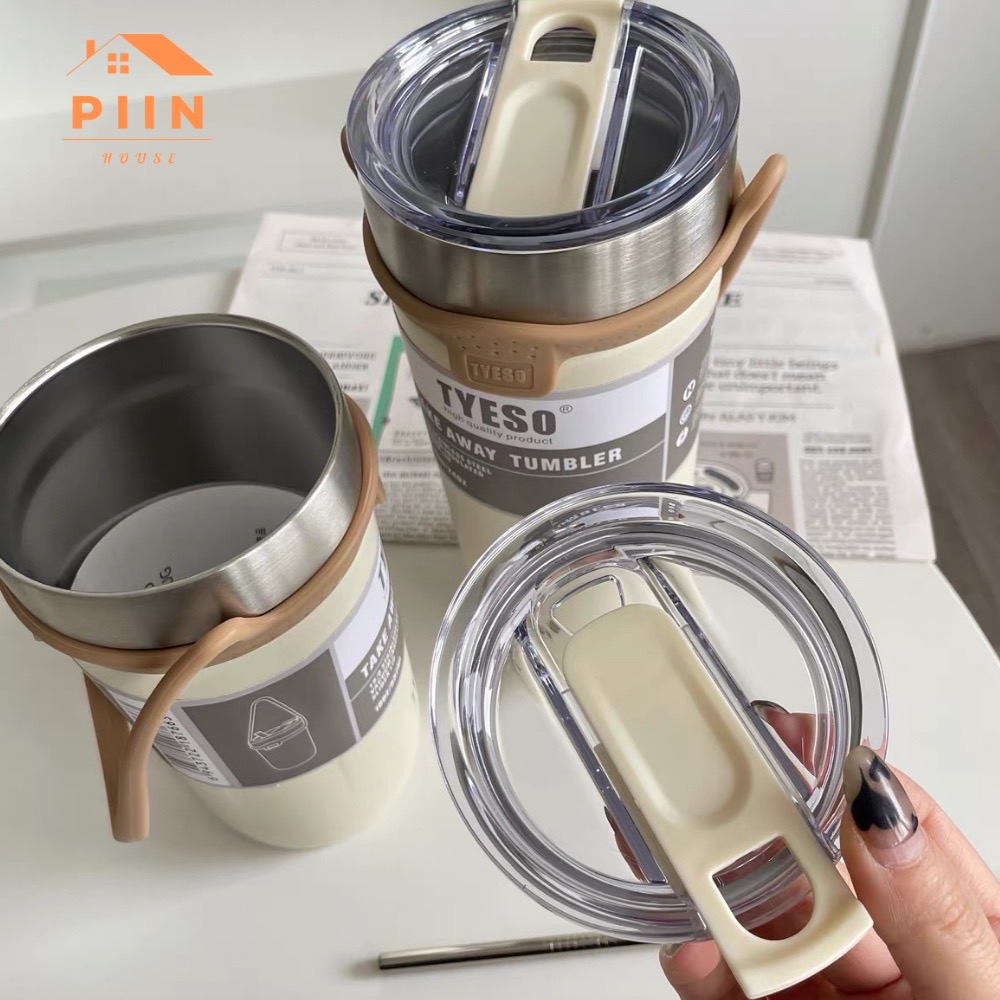 Bình giữ nhiệt thời trang cao cấp, dung tích 710ml, bọc silicon chống trơn, kèm quai silicon đồng màu