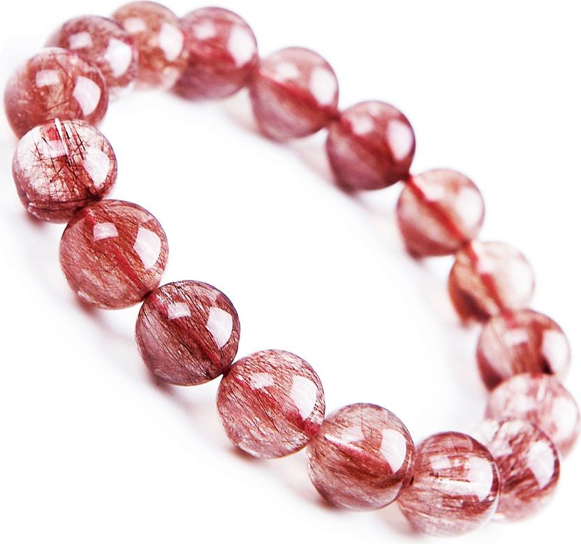 Thạch Anh Tóc Nâu Đỏ Tự Nhiên Đẹp Mê Ly 11mm - Red Brown natural Rutilated quartz