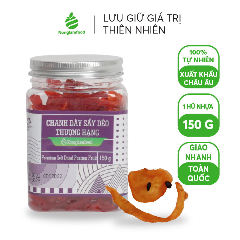 [HẠT MỨT TẾT 2024] Chanh dây Bazan sấy dẻo Nonglamfood hũ 150g - Soft Dried Passion Fruit | Quà tặng cao cấp Xuân Giáp Thìn cho người thân, bạn bè, doanh nghiệp