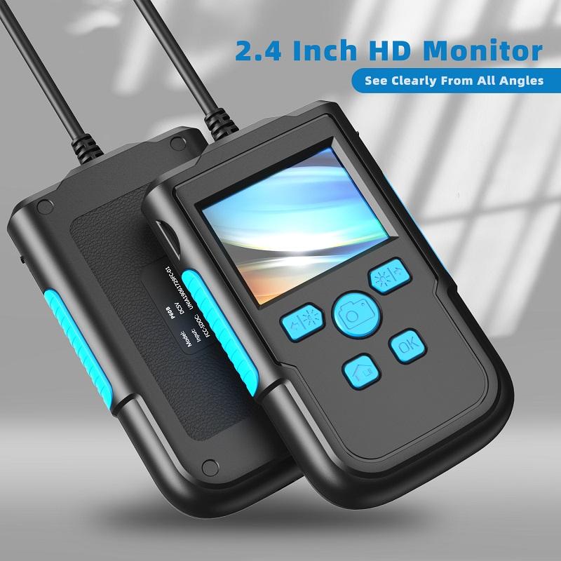 Màn Hình IPS 2.4 Inch Camera Nội Soi Công Nghiệp HD1080P Ống Xe Kiểm Tra Borescope Chống Nước Cứng Cáp LED Pin 2600 MAh