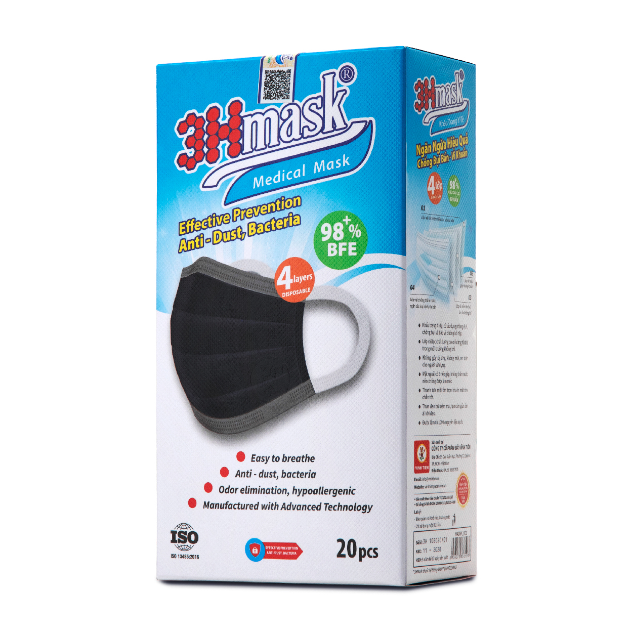 Khẩu Trang Y Tế 3Hmask 4 Lớp Quai Bản