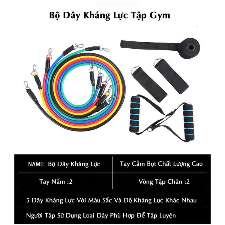 Bộ Dây Ngũ Sắc Tập Gym Đa Năng Full Body - Dây Kháng Lực Tập Gym, Dụng Cụ Tập Gym Tại Nhà